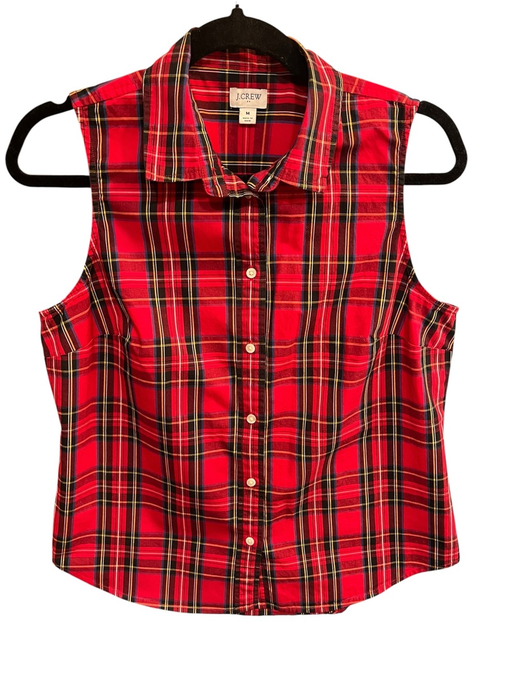 J.Crew Tartan Red Plaid Sleeveless Top - Medium